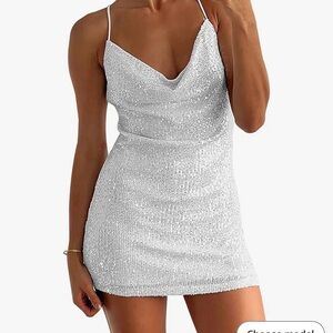Elegant White Sequin Dress